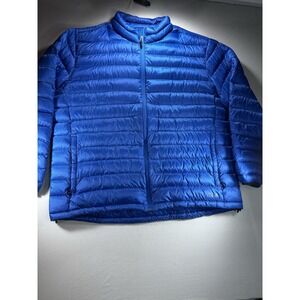 Cabelas Men's Duck Down Jacket Coat Puffer 2XL Blue Lightweight Warm Outdoors